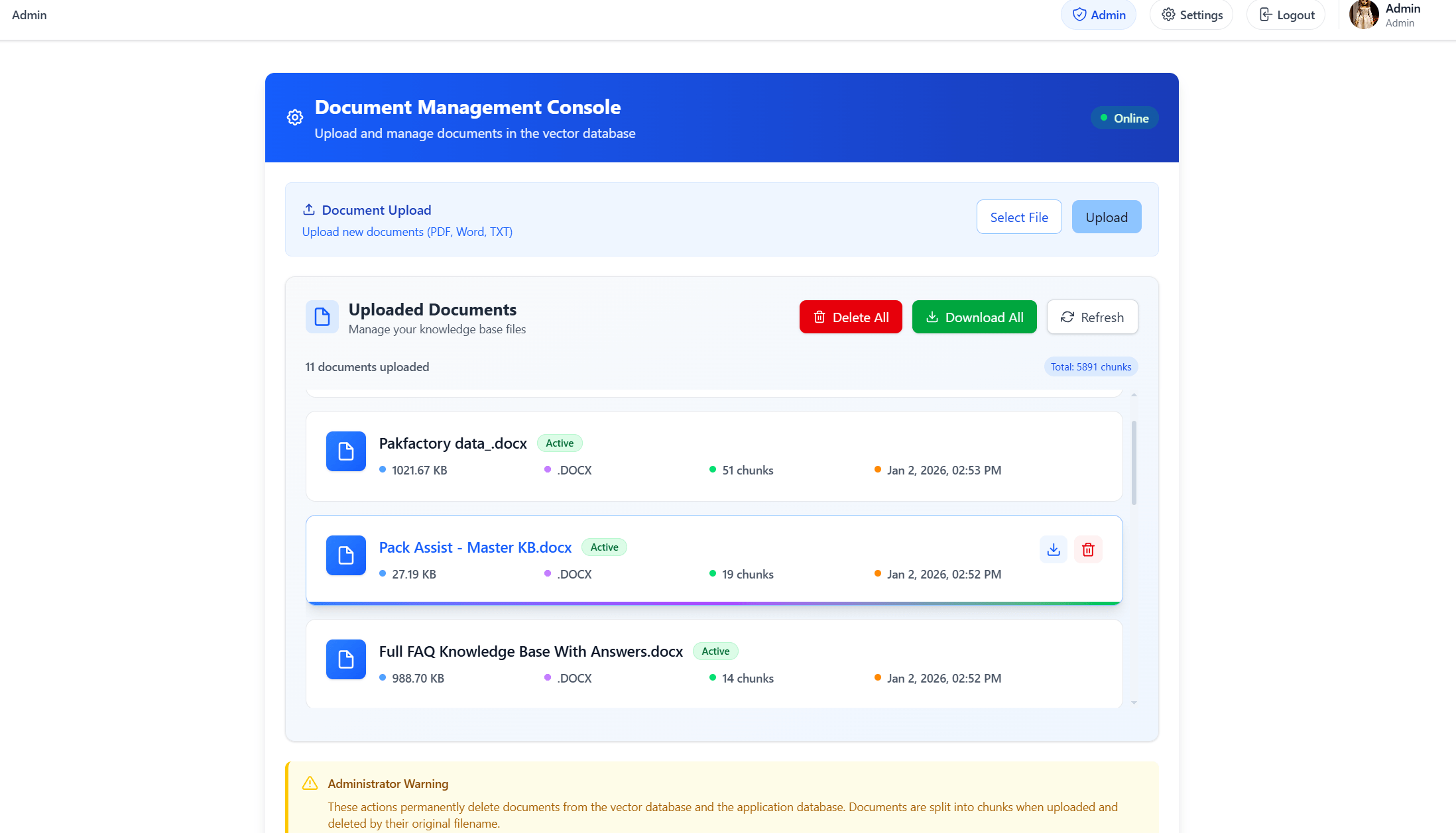 Pack Assist - Knowledgebase Management